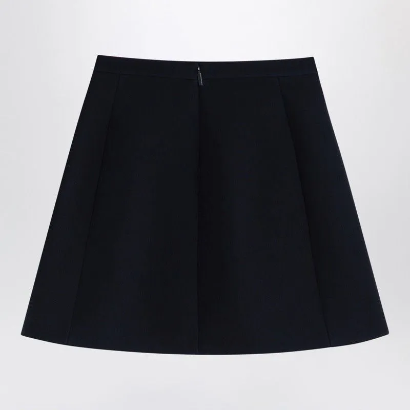 NAVY BLUE VIRGIN WOOL MINISKIRT