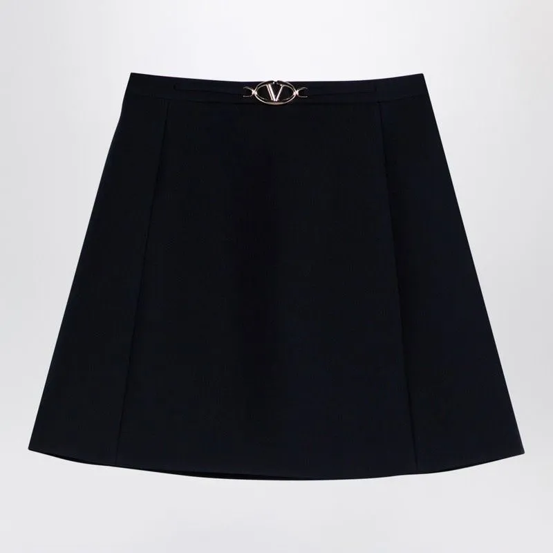 NAVY BLUE VIRGIN WOOL MINISKIRT