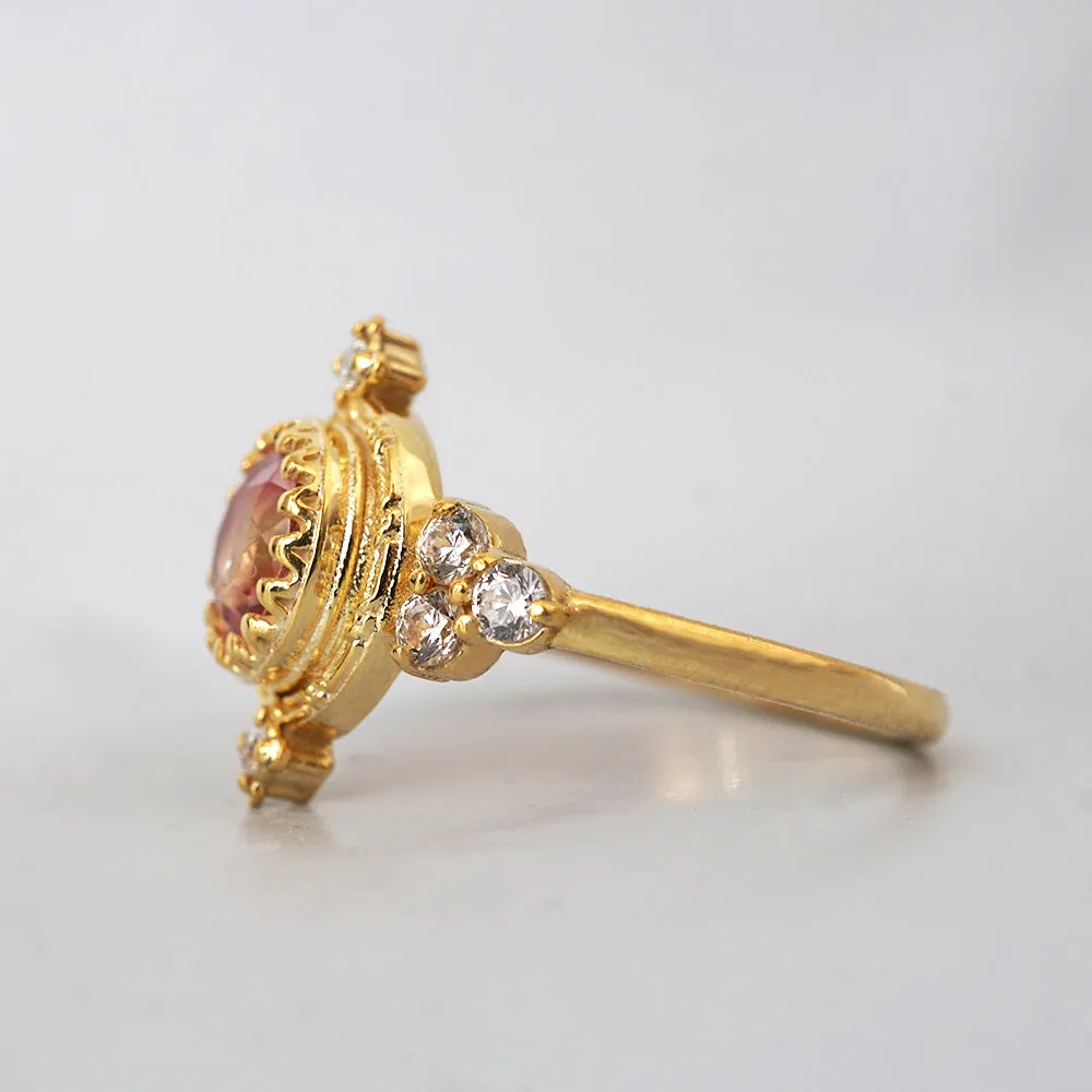 One Of A Kind: Arabesque Pink Tourmaline Diamond Ring in 14K and 18K Gold