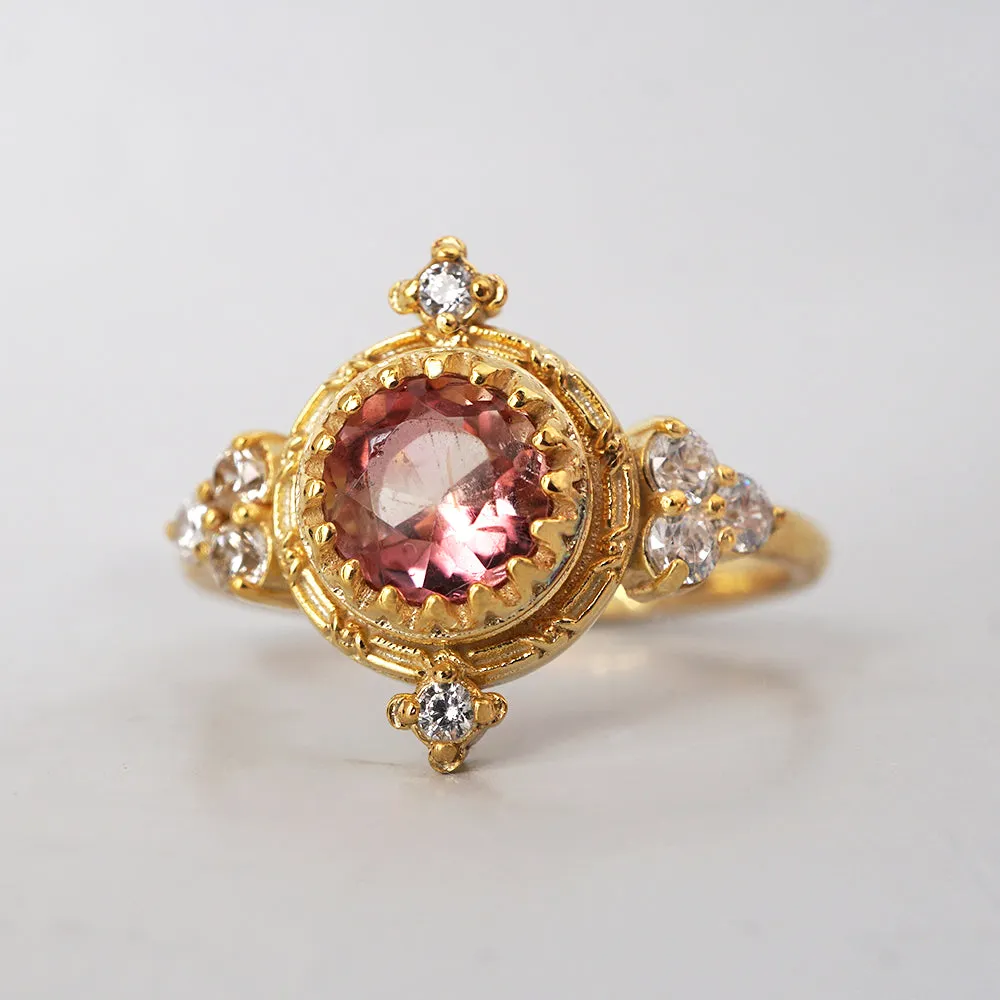 One Of A Kind: Arabesque Pink Tourmaline Diamond Ring in 14K and 18K Gold