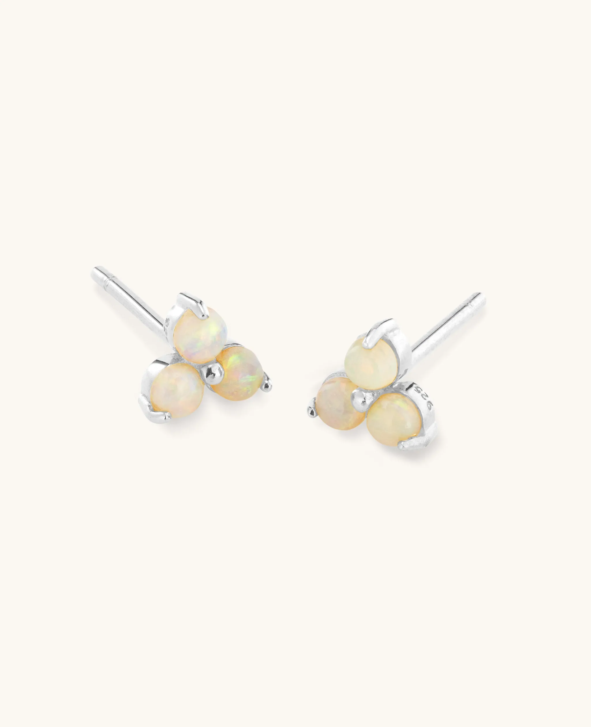 Opal Large Fleur Studs Silver