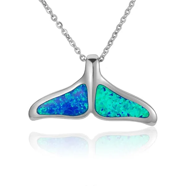 Opal Whale Tail Pendant