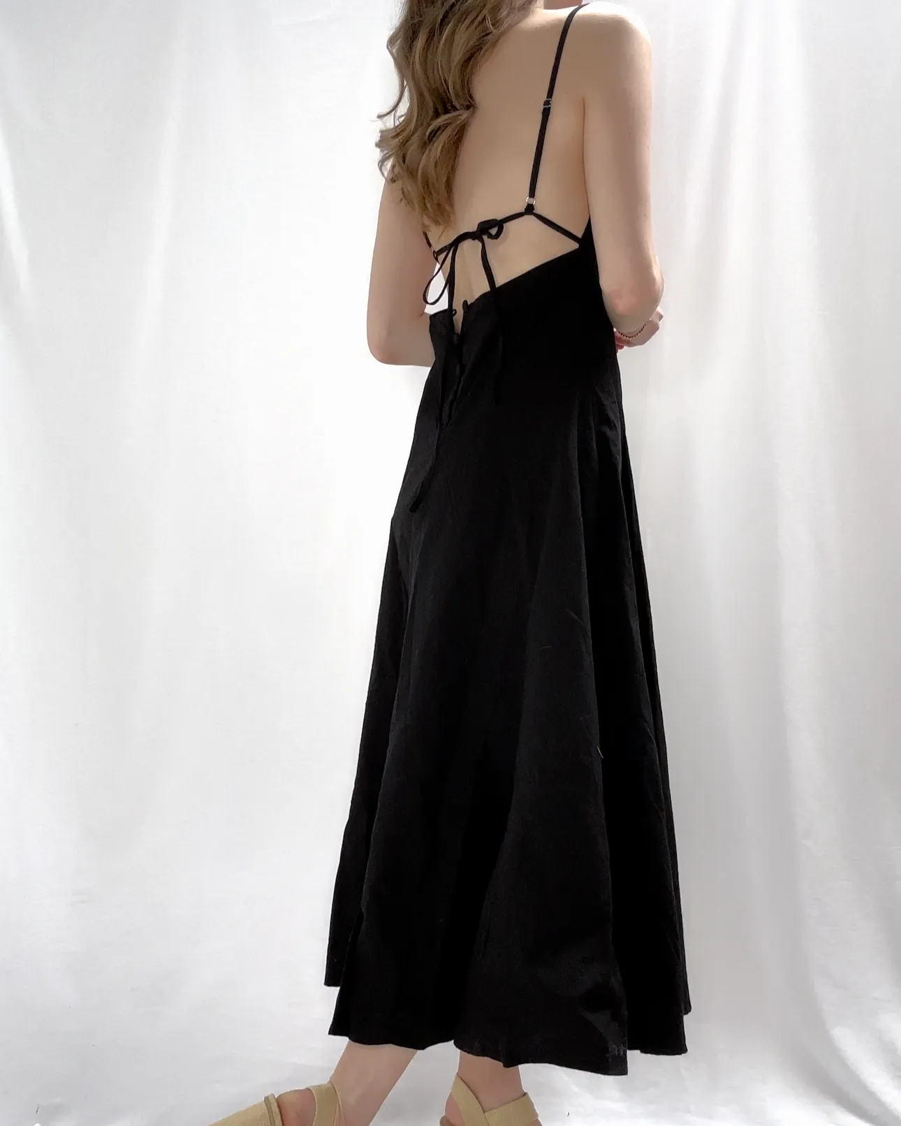 Open Back Maxi Dress - Black