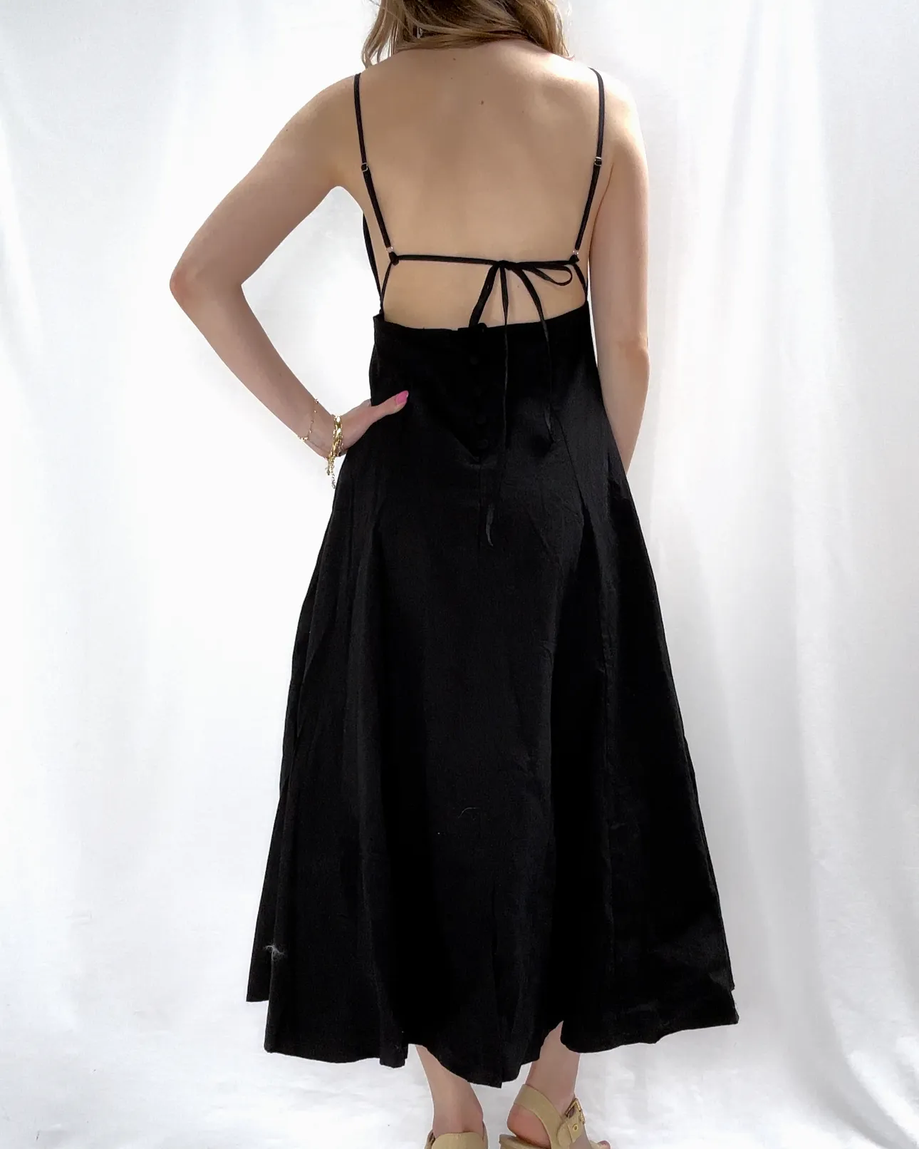 Open Back Maxi Dress - Black