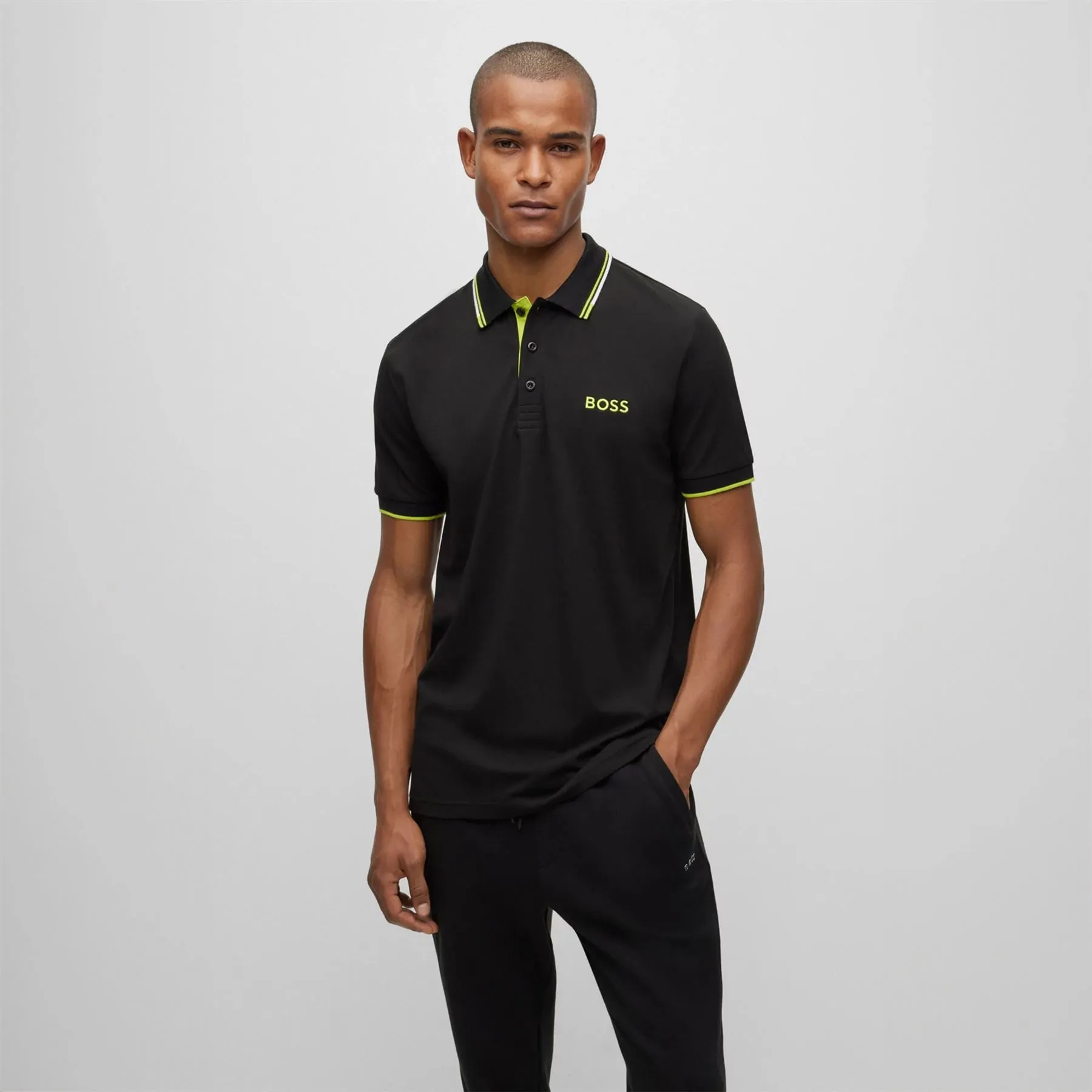 Paddy Pro Cotton Jersey Regular Fit Polo Black - W23