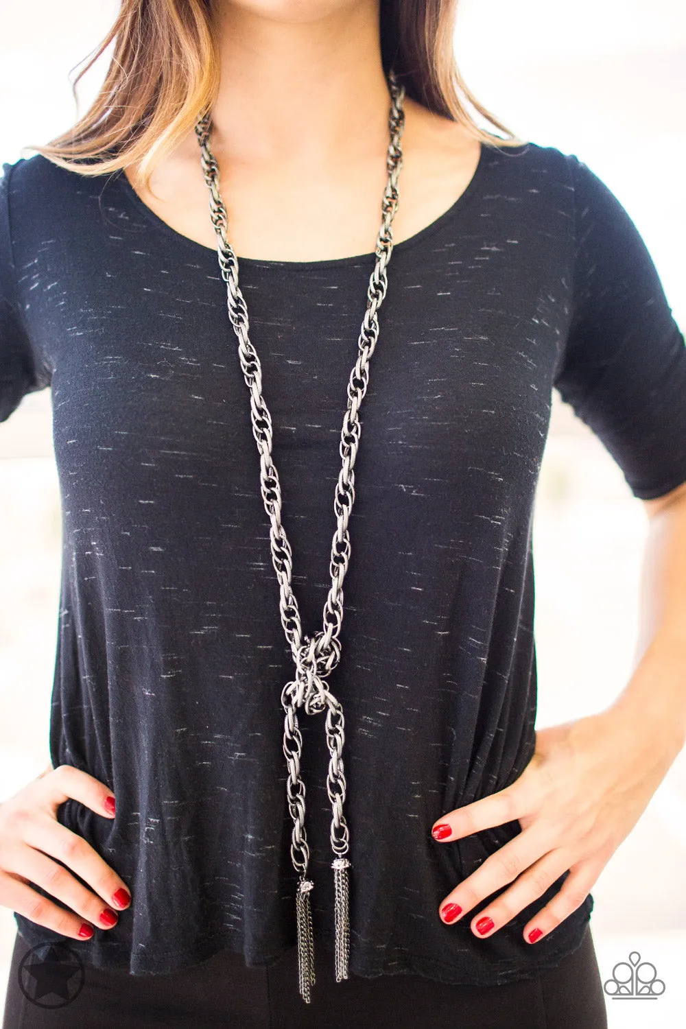 Paparazzi Accessories  - SCARFed for Attention #N884 - Gunmetal Necklace