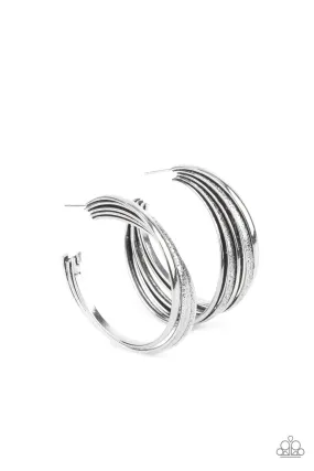 Paparazzi In Sync - Silver Hoop Earrings