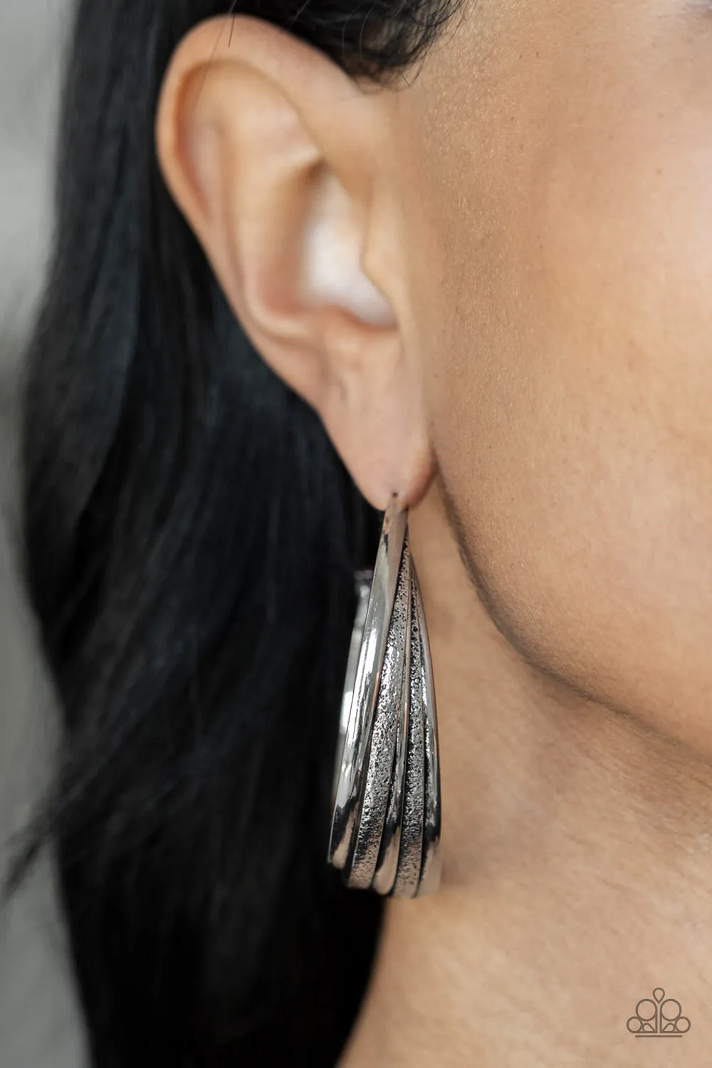 Paparazzi In Sync - Silver Hoop Earrings