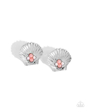 Paparazzi Oyster Opulence Orange Post Earrings