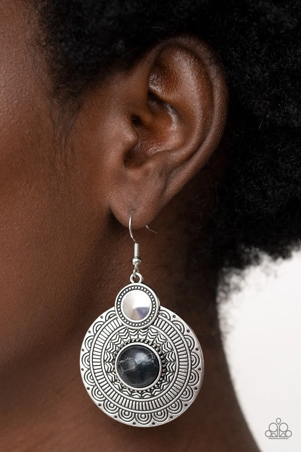 Paparazzi Terra Throwdown - Black Earrings