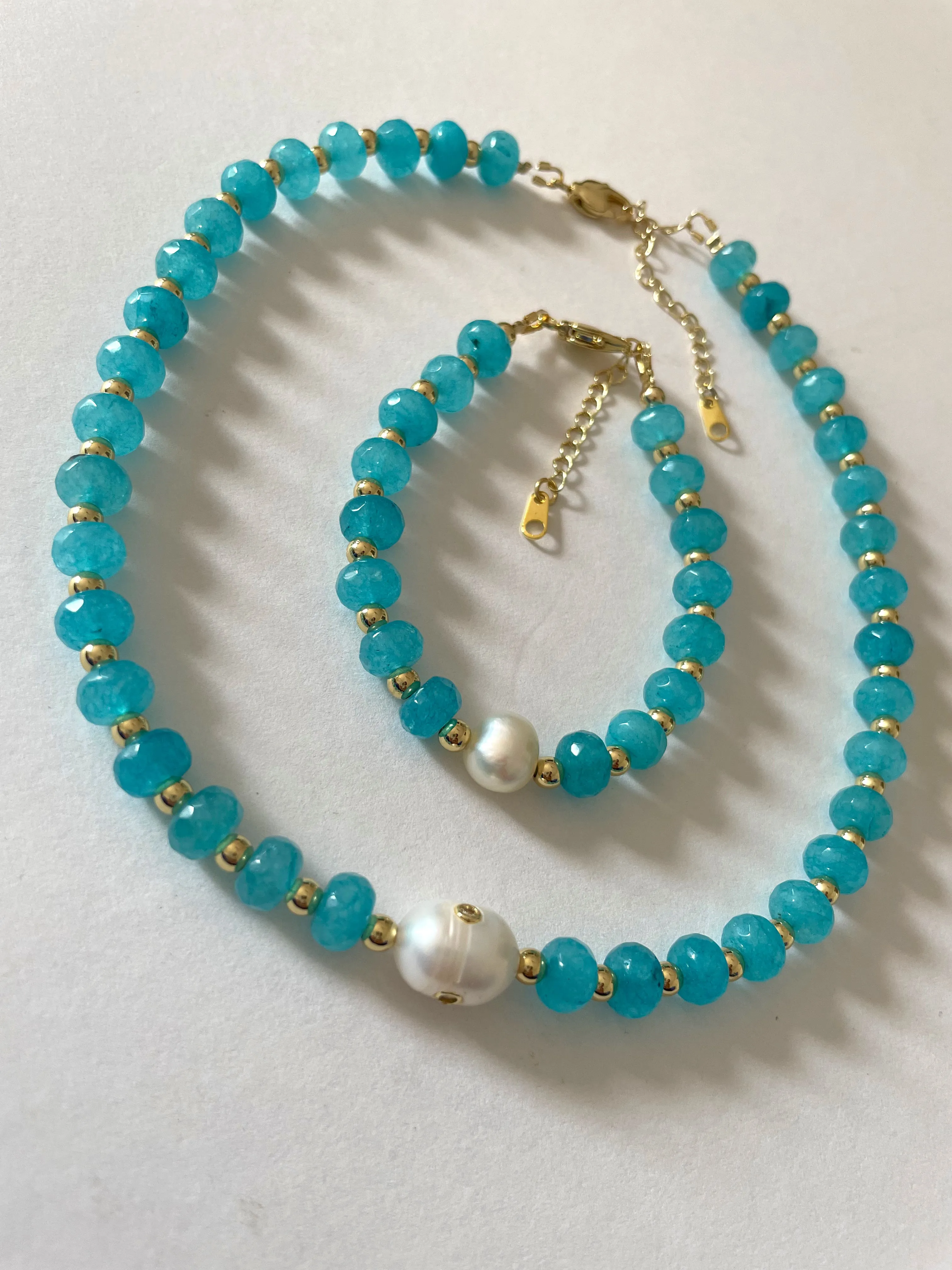 Parisian blue necklace and bracelet