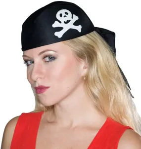 Pirate Skull and Crossbones Head Scarf Cap, Black, One Size