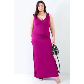 Plus V-neck Sleeveless Maxi Dress