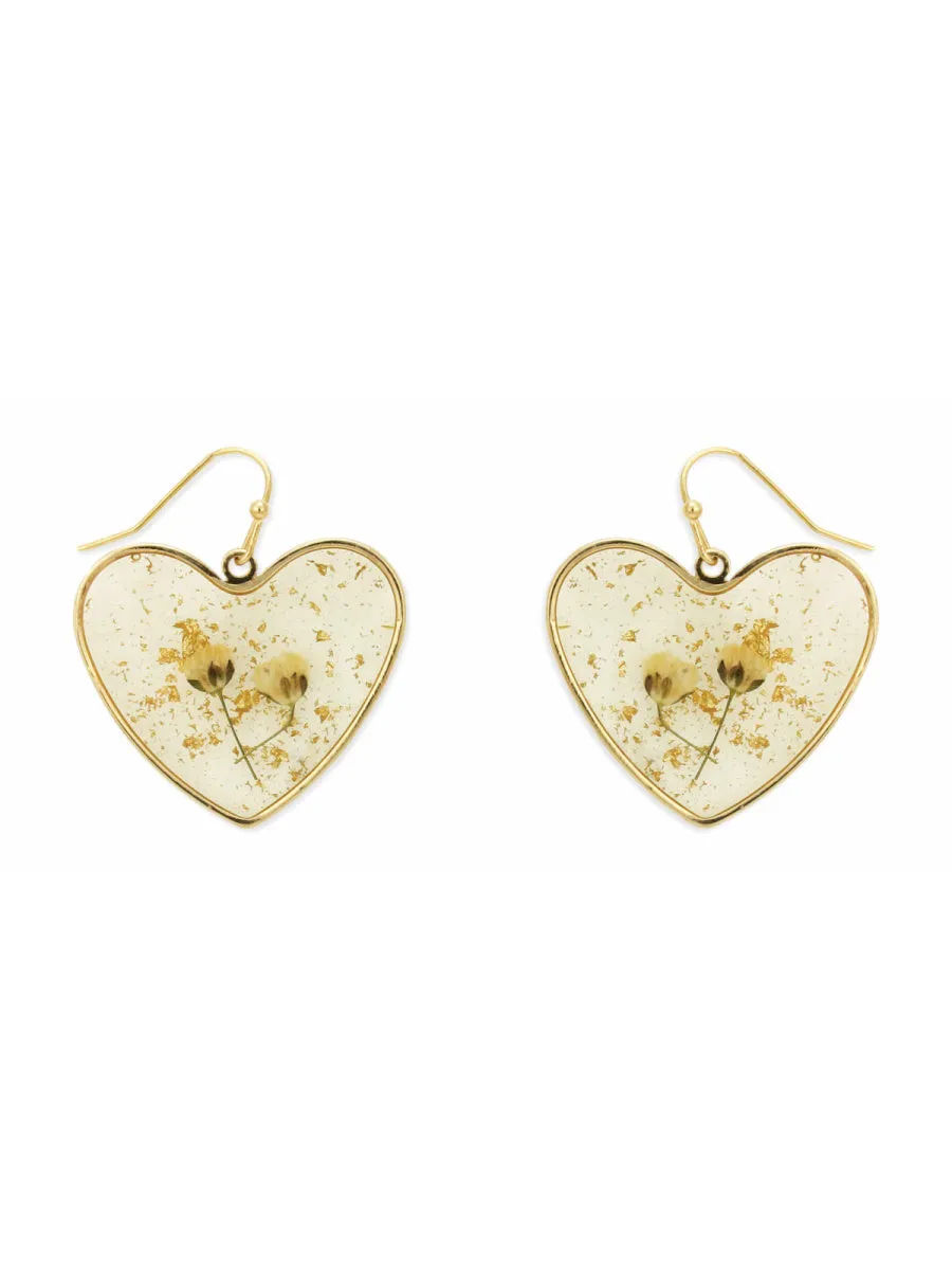 Pressed Flower Heart Dangles