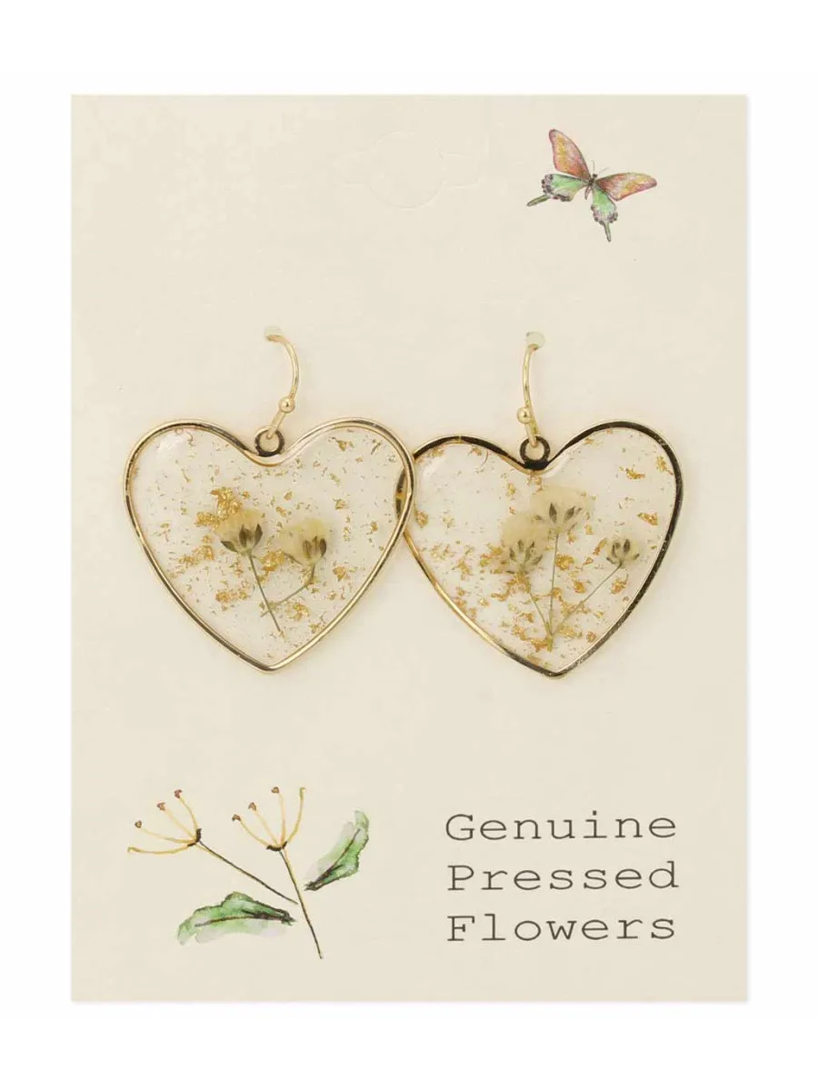 Pressed Flower Heart Dangles