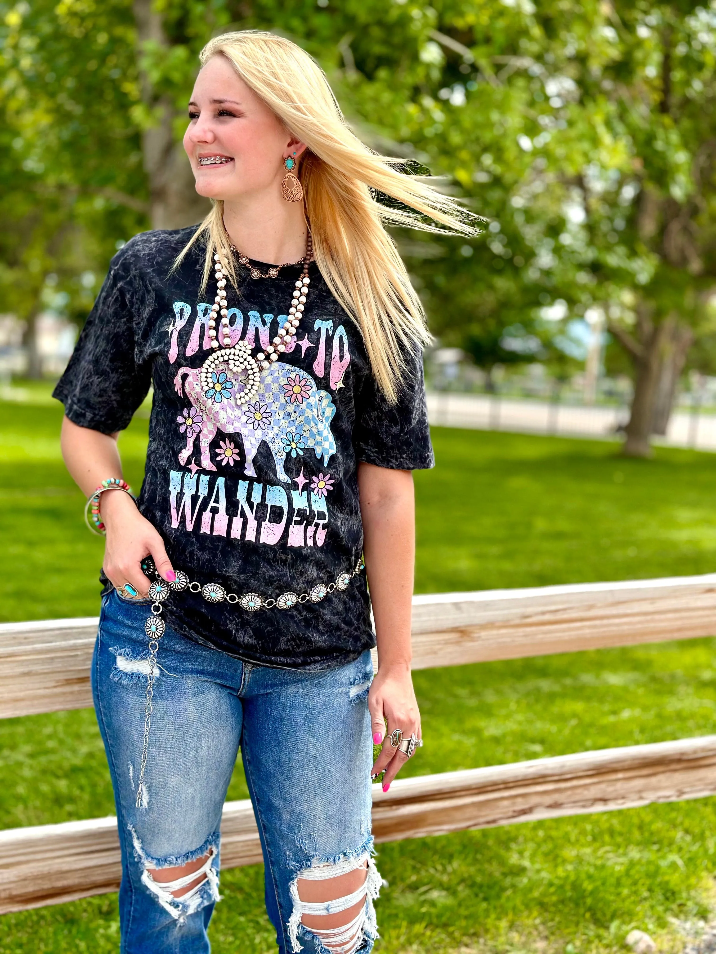 Prone To Wander Mineral Wash Buffalo Tee