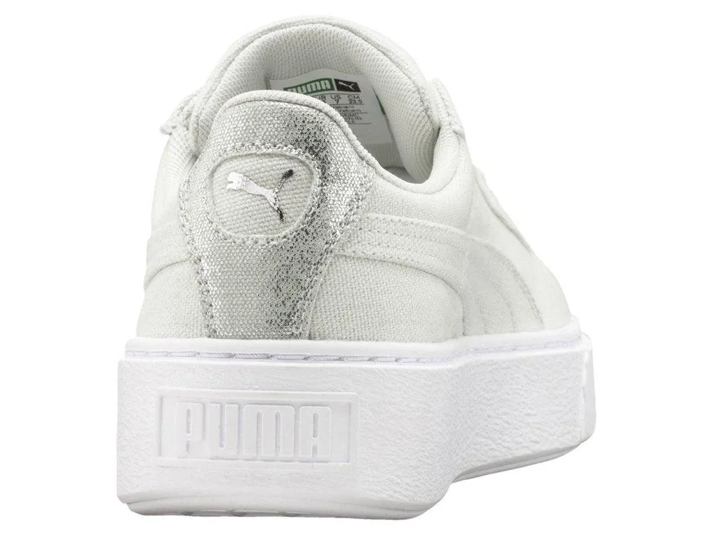 PUMA Basket Platform Canvas Blue Flower Silver 366494 03