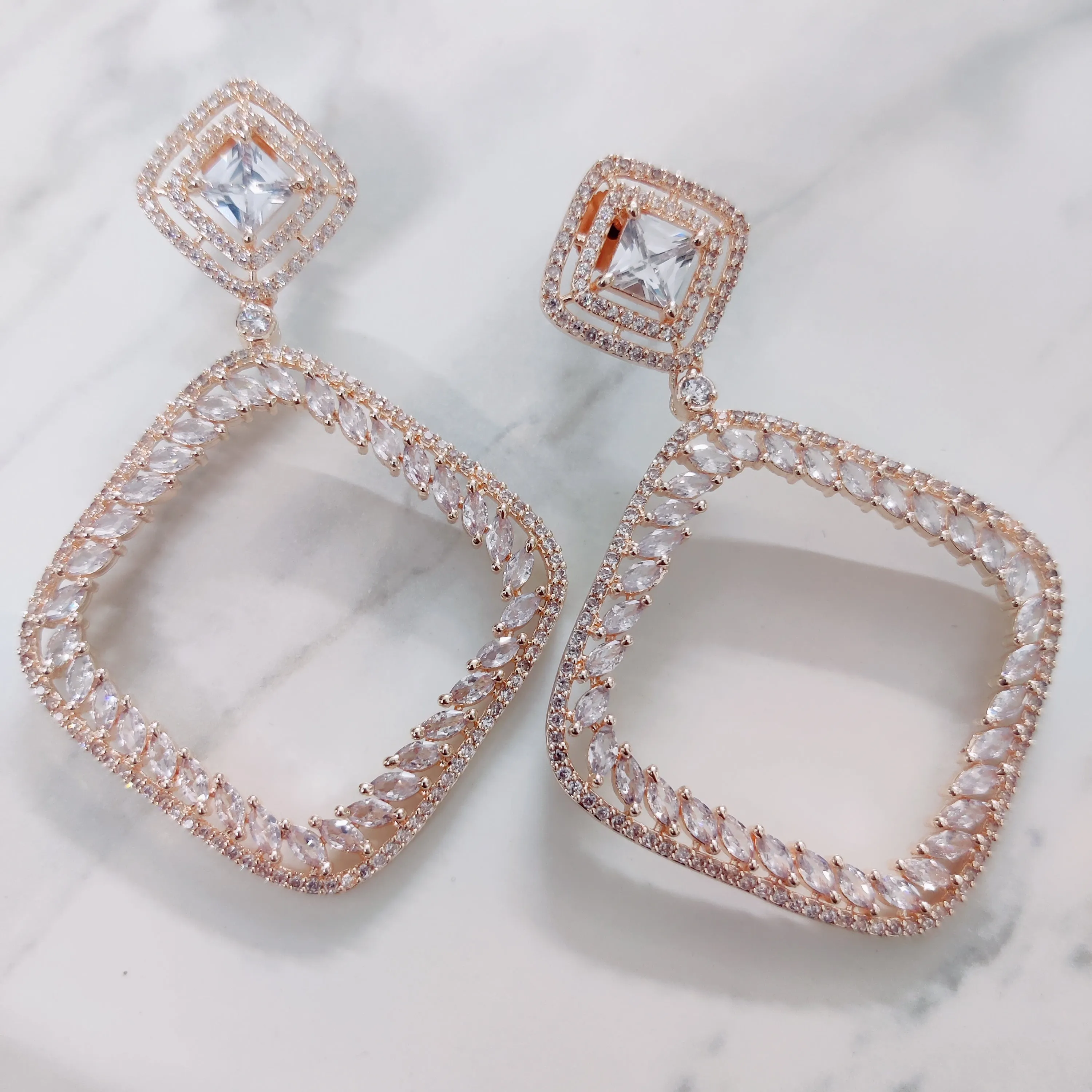 Pure White Rose Gold Earrings