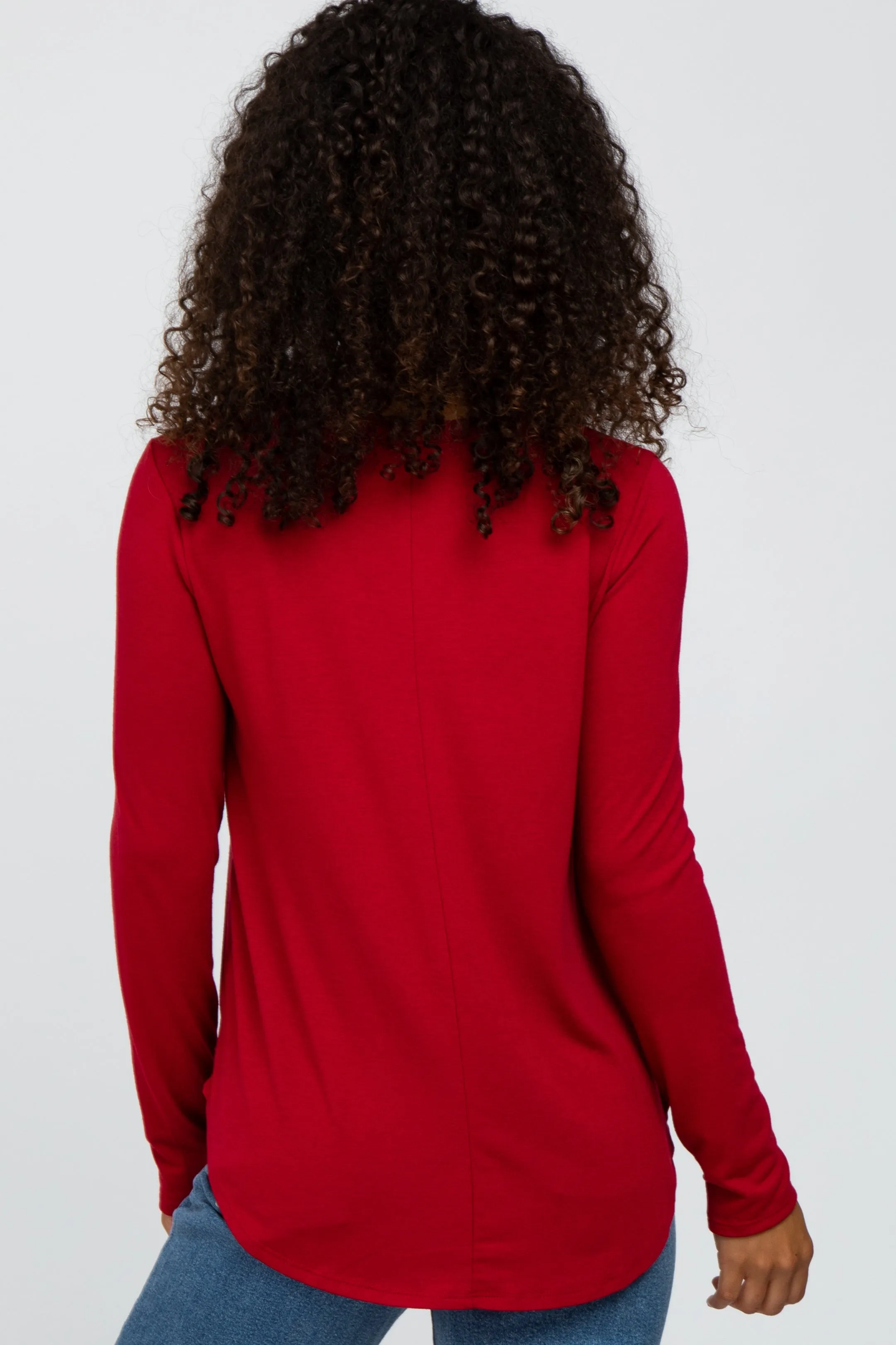 Red Basic Long Sleeve Top