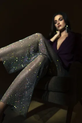 Rhinestone Mesh Pants