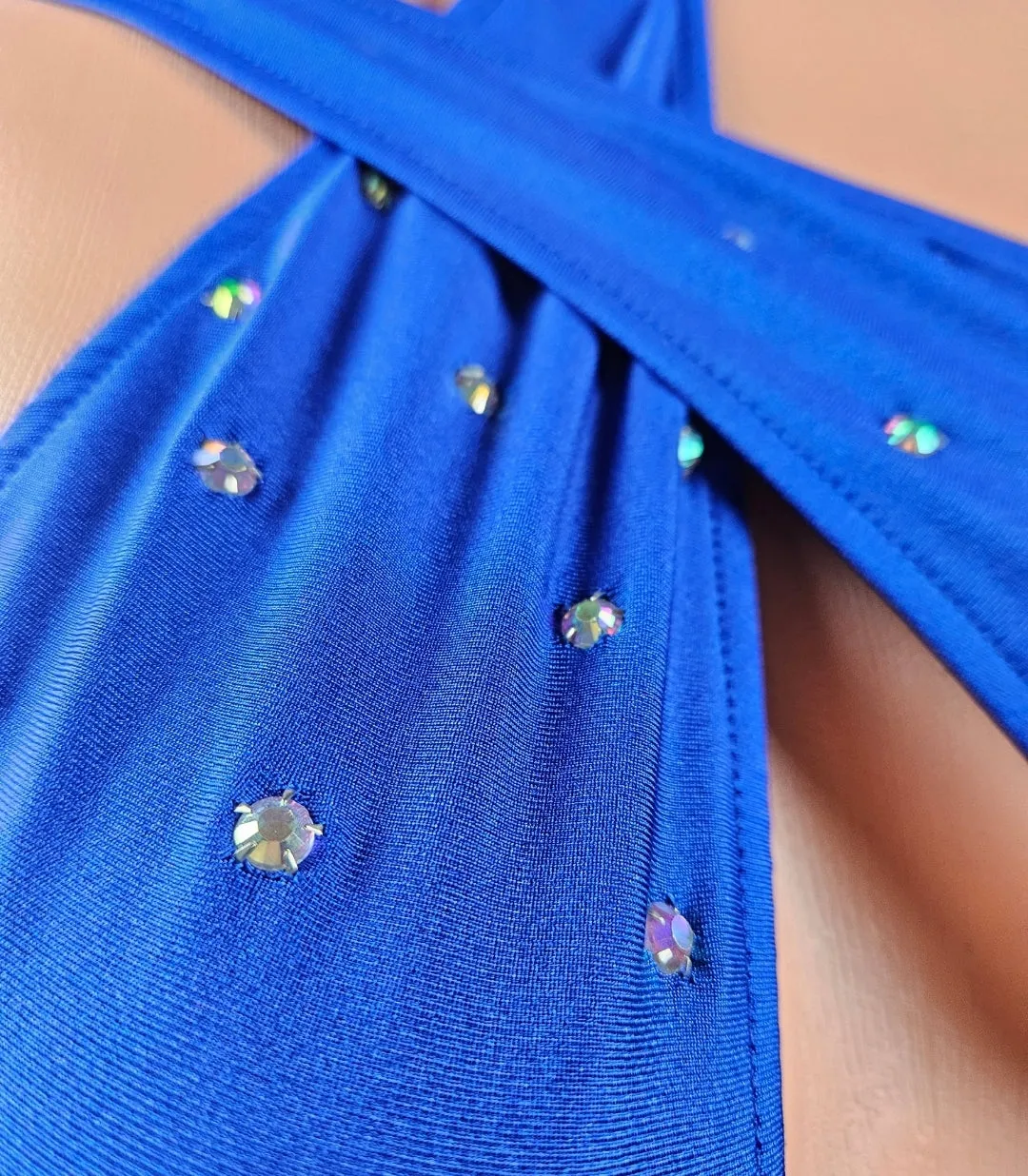 Royal Blue Wrap Top Monokini w/ Rhinestones