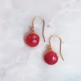 Ruby Single Drop Hook Earrings