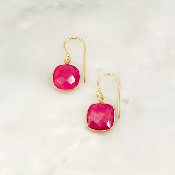 Ruby Single Drop Hook Earrings