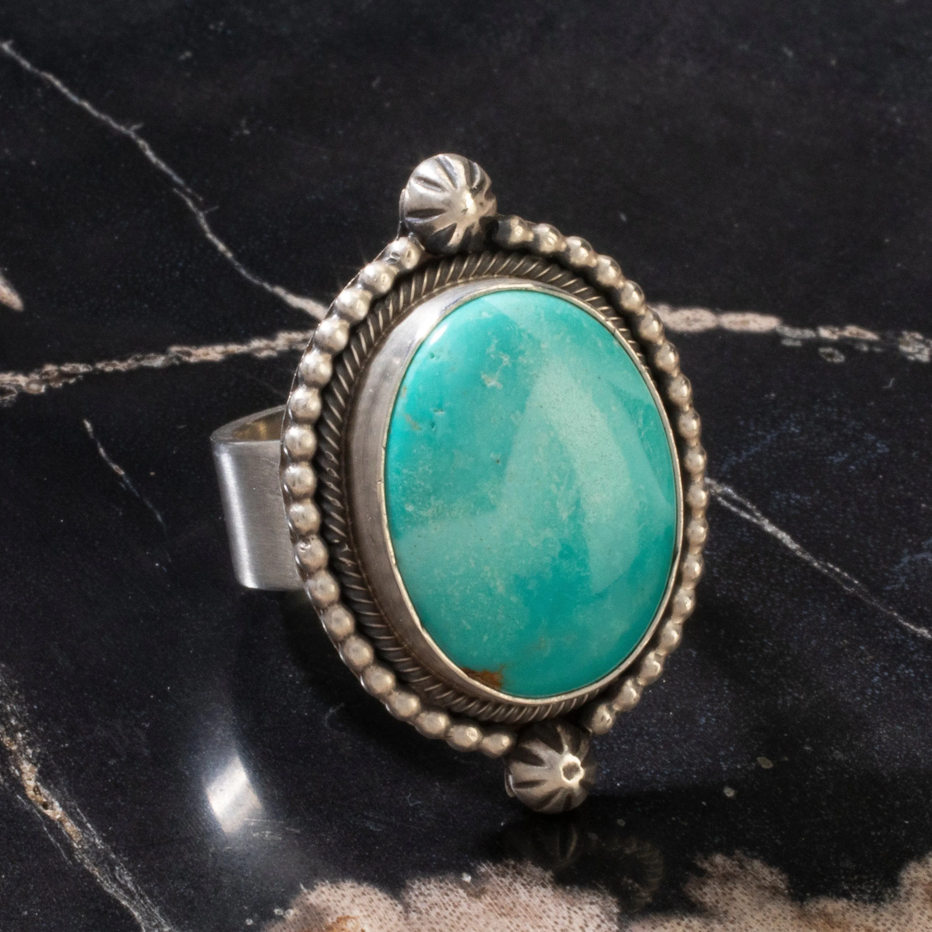 Scott Skeets Royston Turquoise Navajo USA Native American Made 925 Sterling Silver Ring