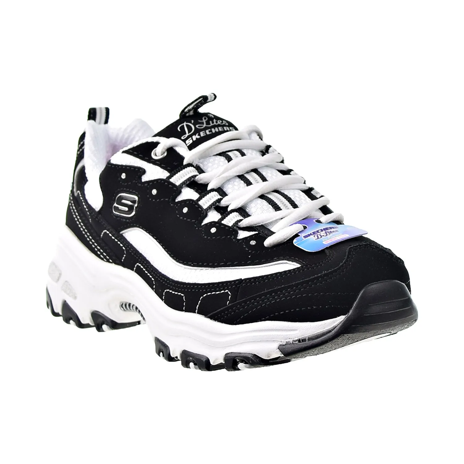 Skechers D'Lites Biggest Fan Extra Wide Width Women's Shoes Black-White