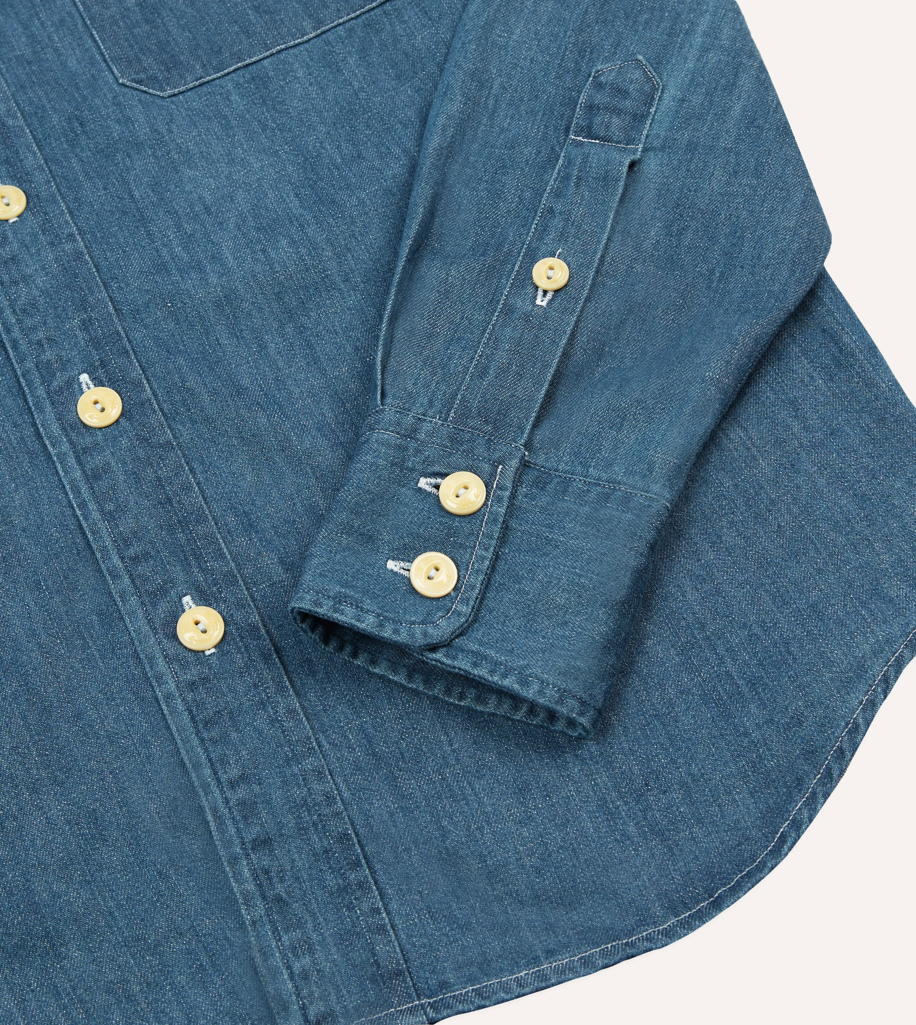 Stone Wash Denim Two-Pocket Western Shirt