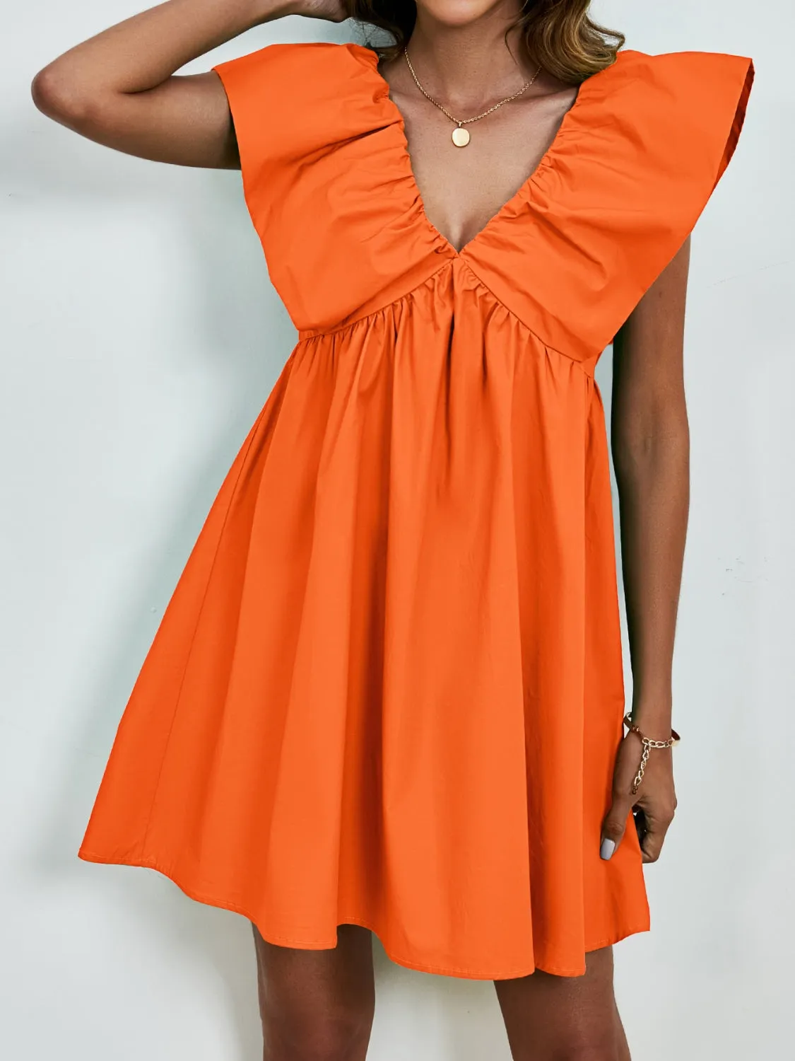 Sunset Vacation V-Neck Cap Sleeve Mini Dress