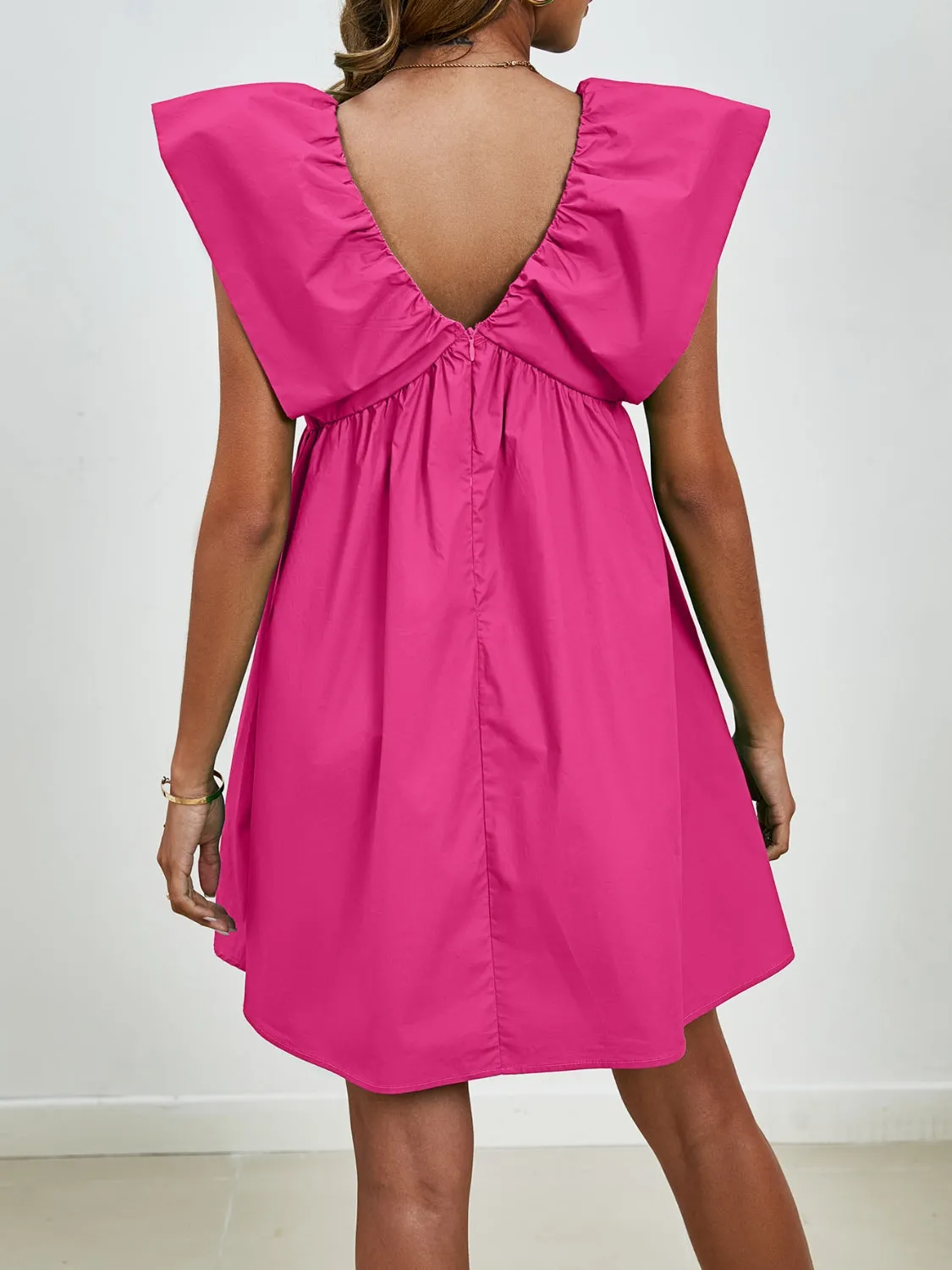 Sunset Vacation V-Neck Cap Sleeve Mini Dress