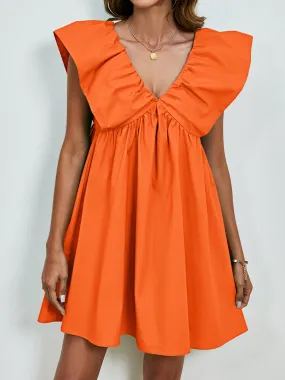 Sunset Vacation V-Neck Cap Sleeve Mini Dress