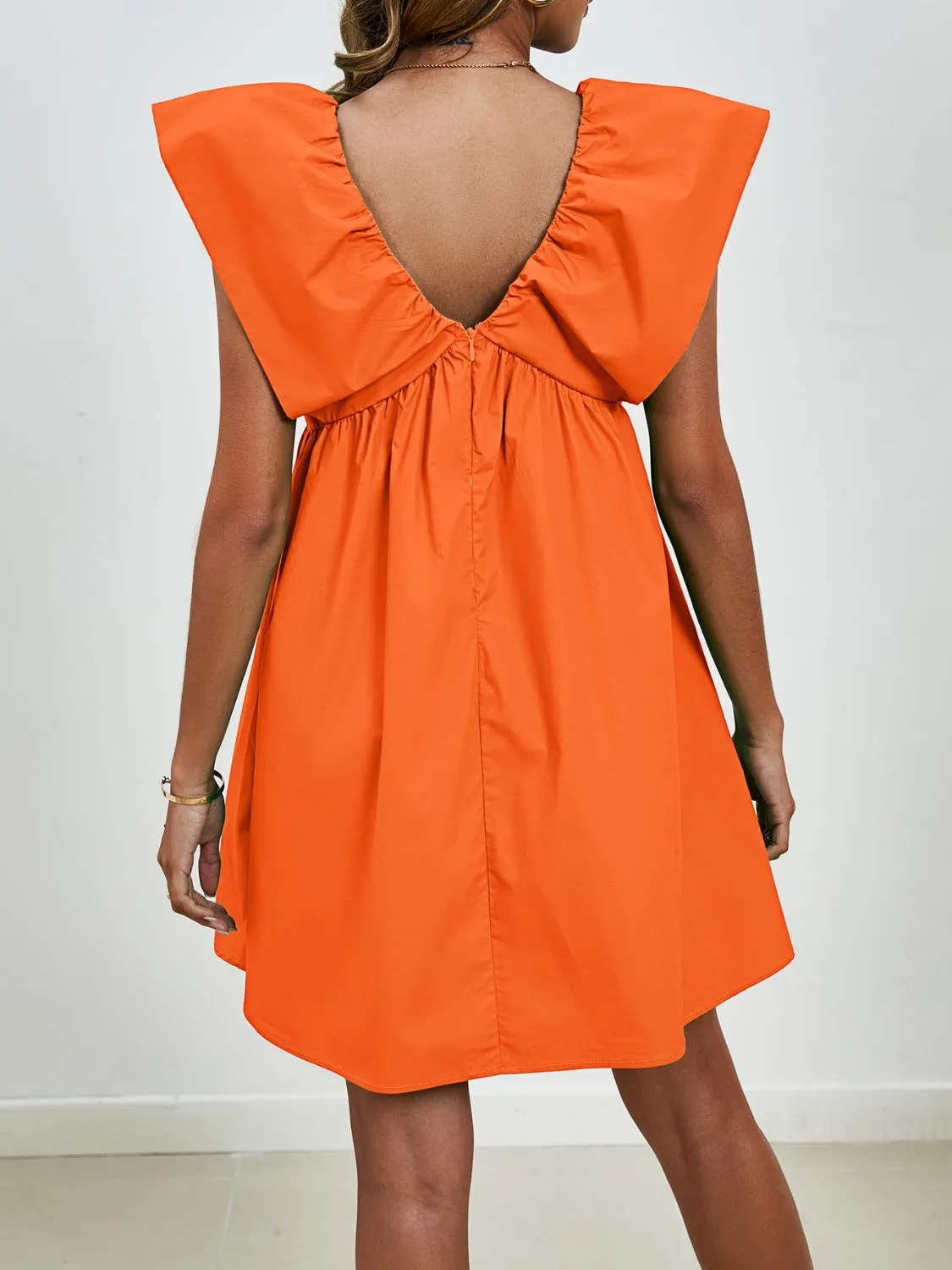 Sunset Vacation V-Neck Cap Sleeve Mini Dress