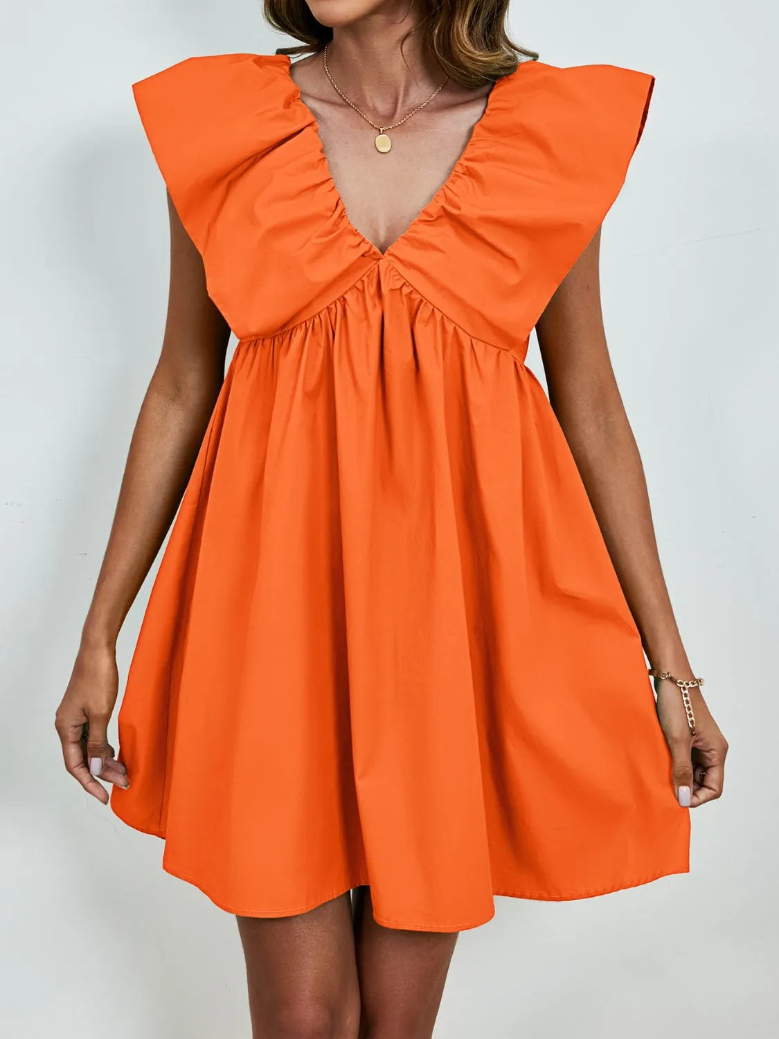 Sunset Vacation V-Neck Cap Sleeve Mini Dress