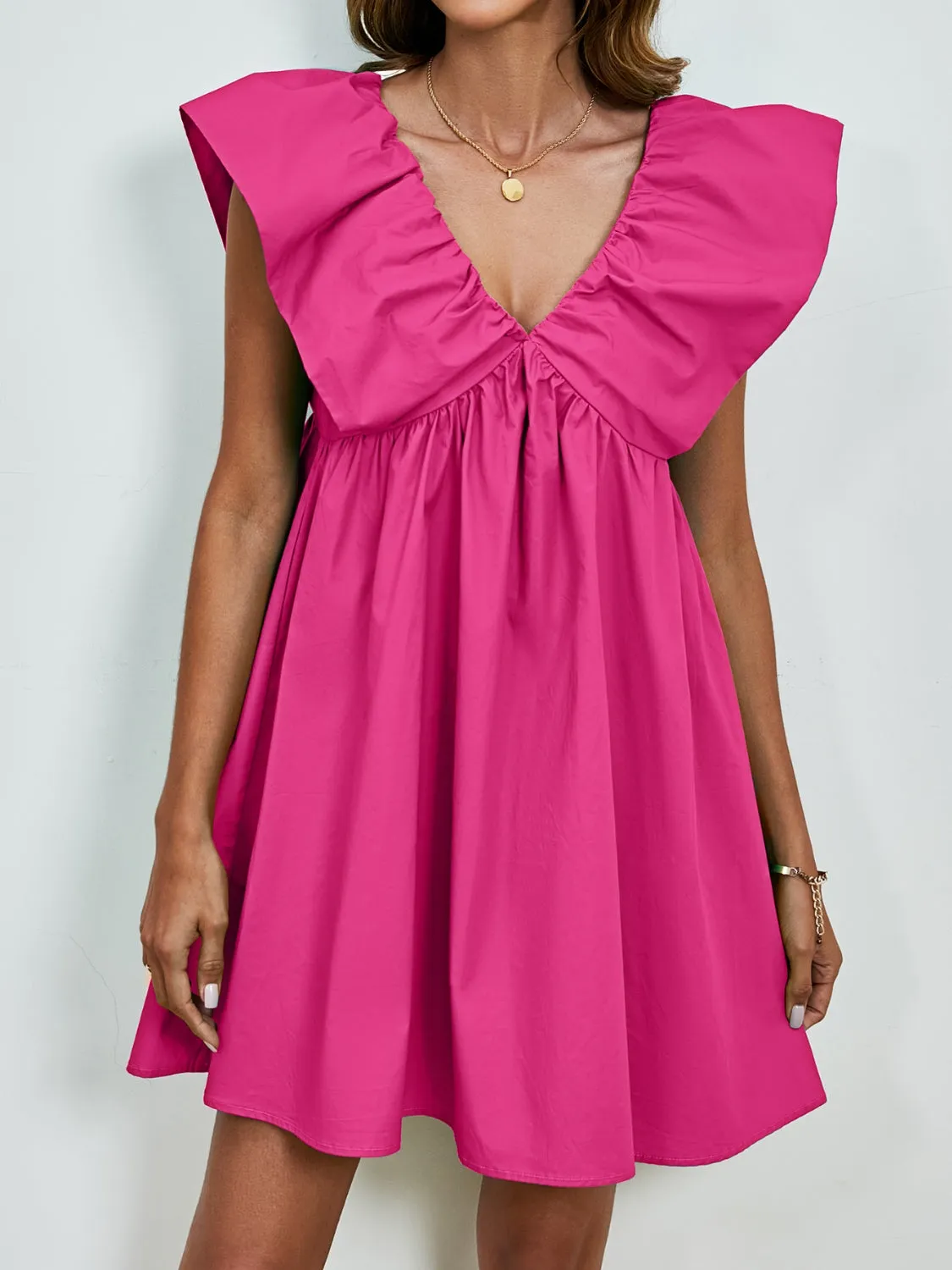 Sunset Vacation V-Neck Cap Sleeve Mini Dress