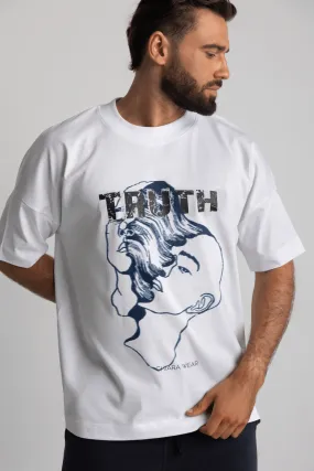 T-shirt mski oversize TRUTH - biay