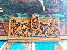 The Denton Black Buckstitch Tooled Wallet