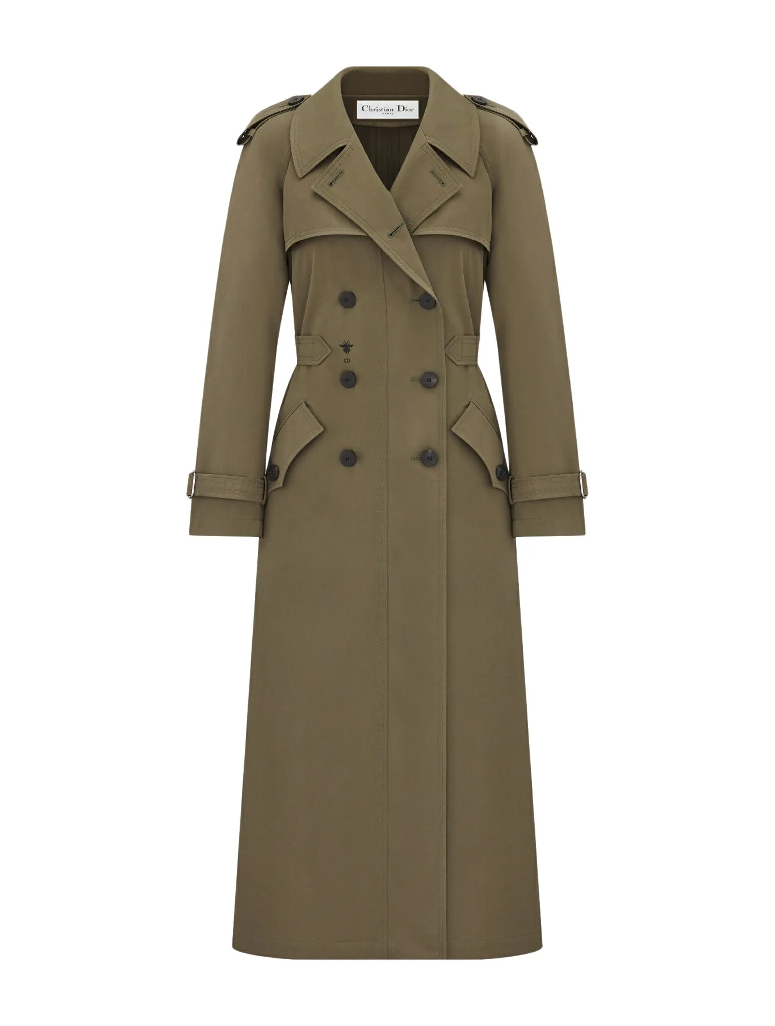 Trench coat in khaki cotton gabardine