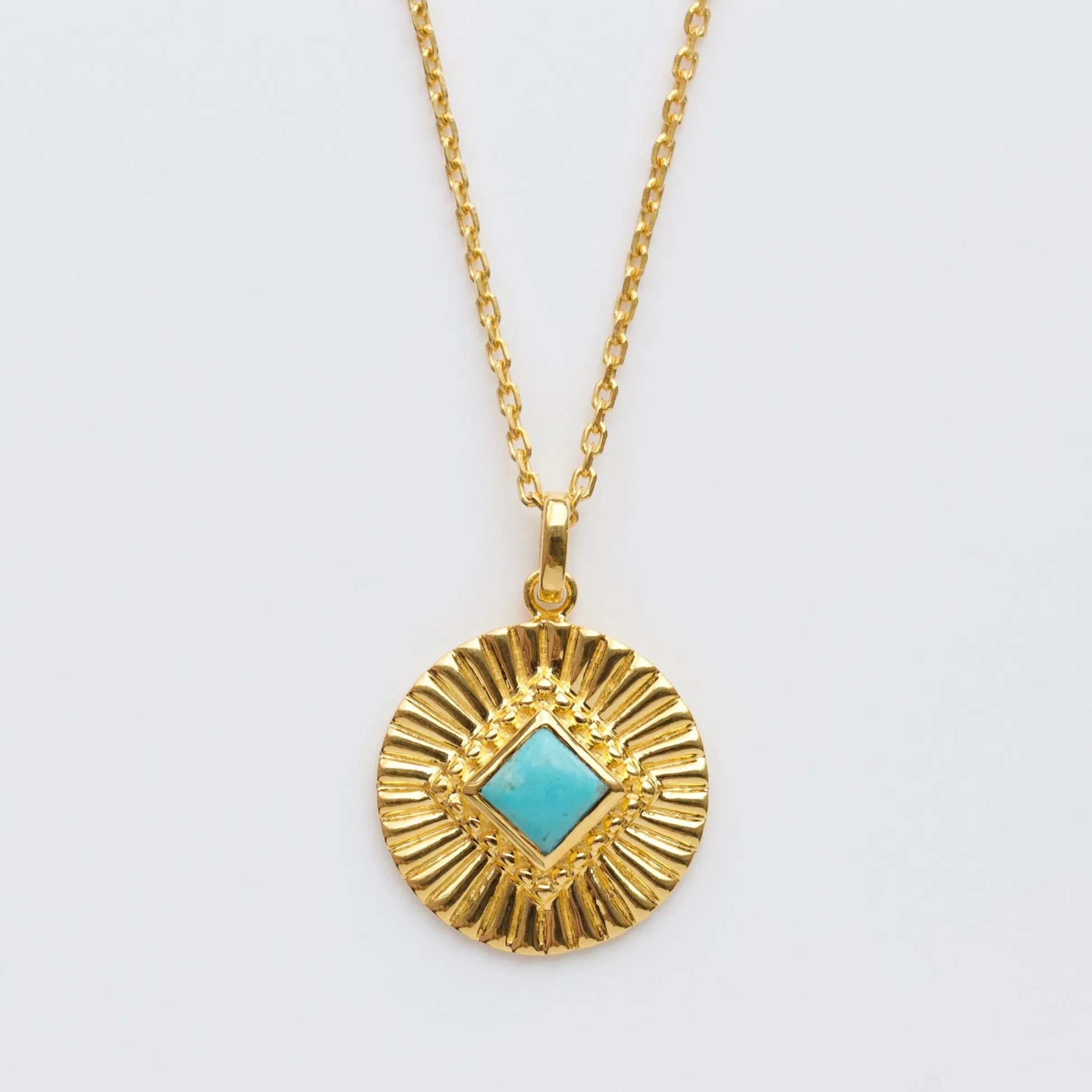 Turquoise Sunray Coin Necklace