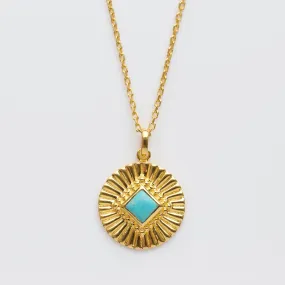 Turquoise Sunray Coin Necklace