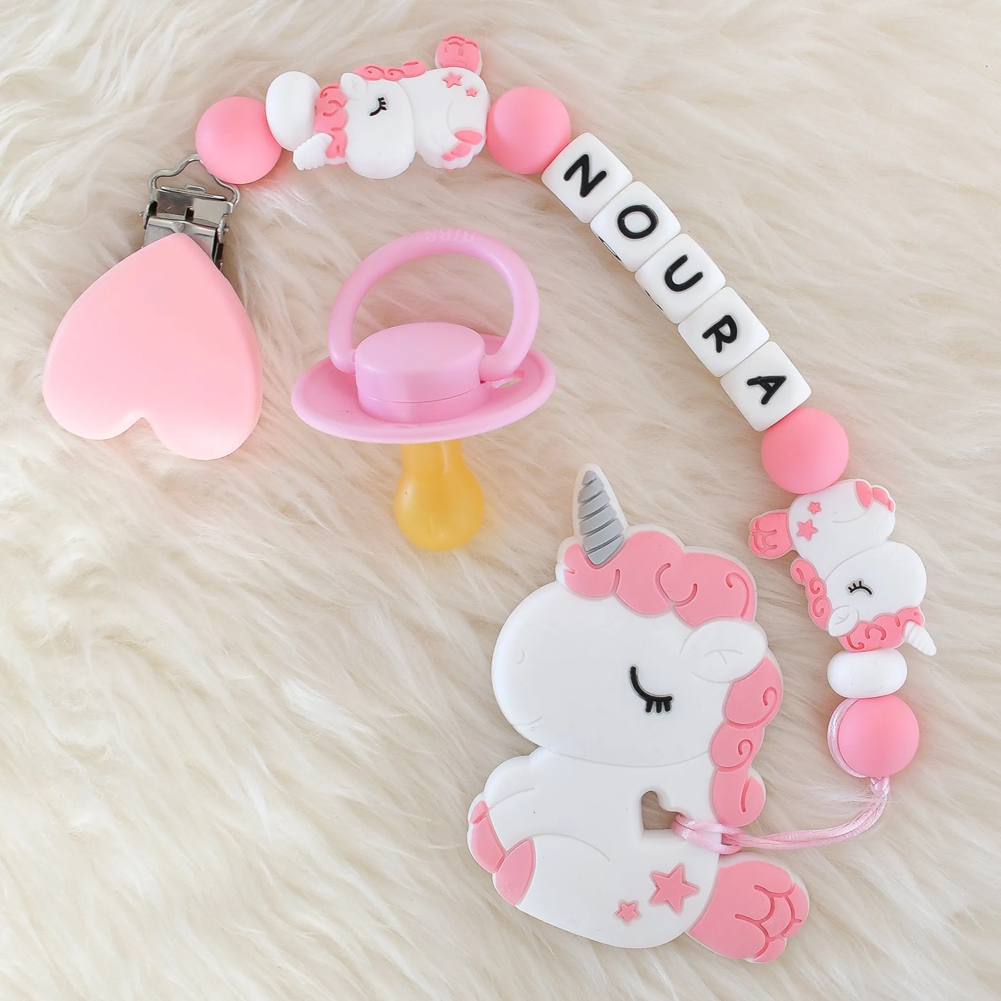 Unicorn Pacifier Clip & BIBS Pacifier