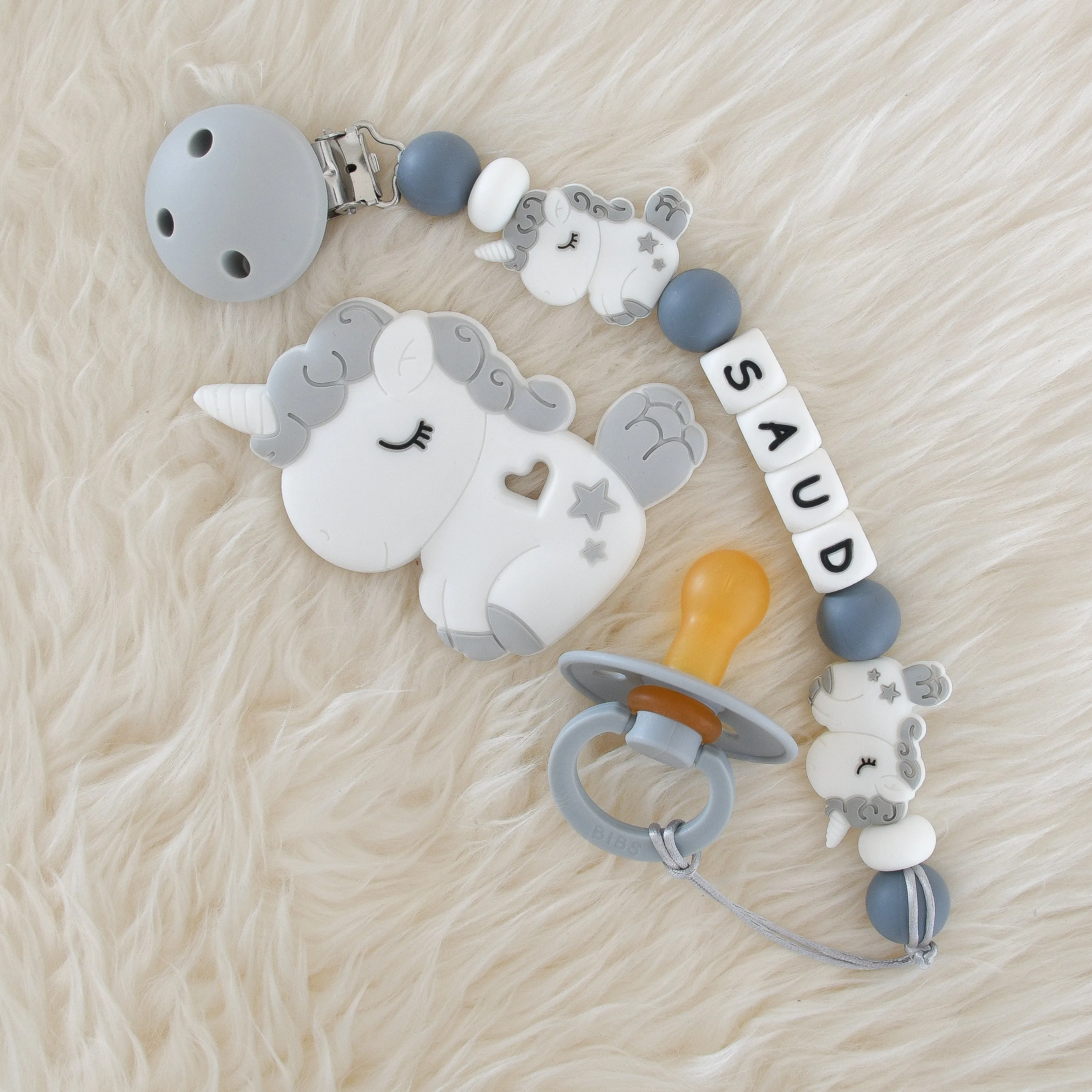 Unicorn Pacifier Clip & BIBS Pacifier