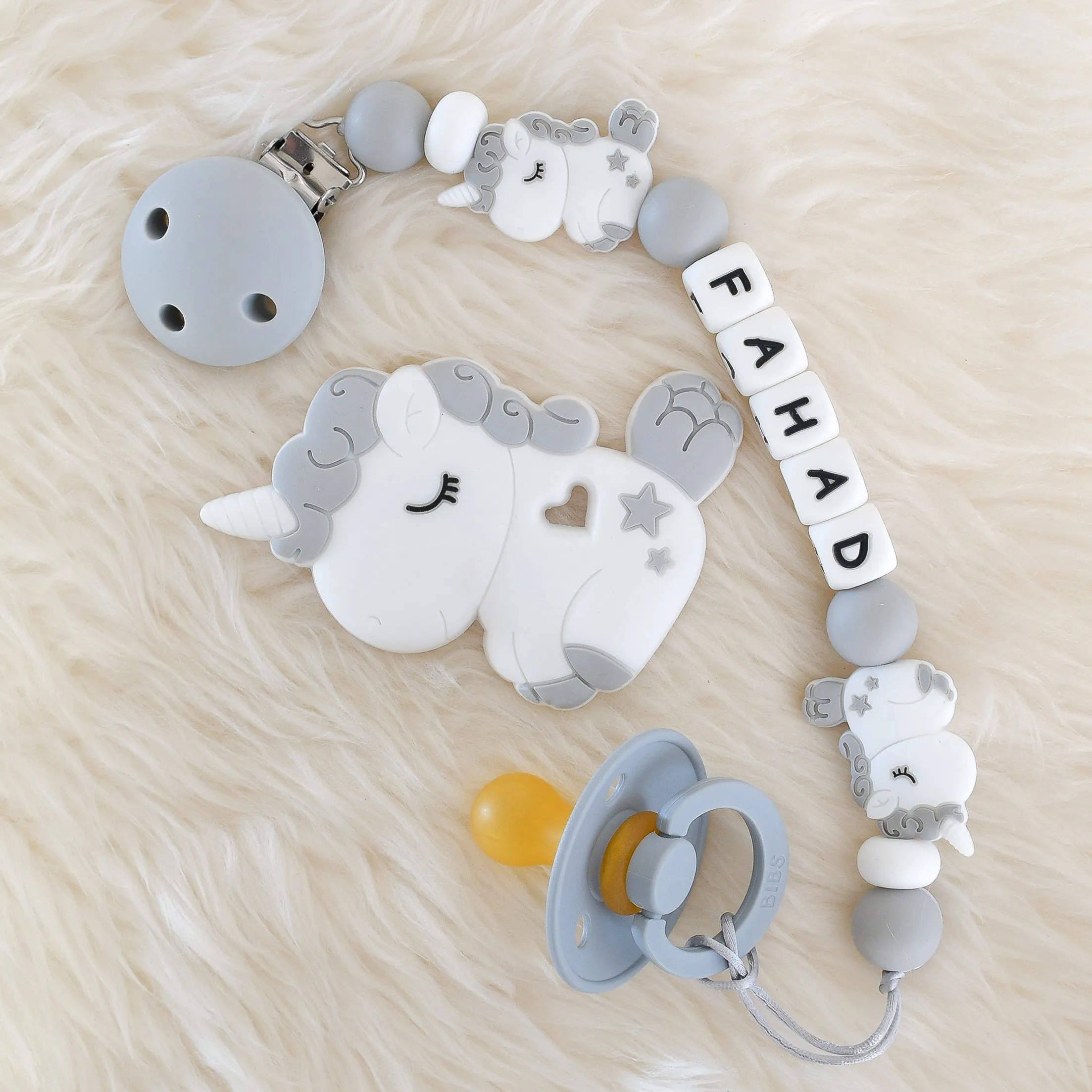 Unicorn Pacifier Clip & BIBS Pacifier