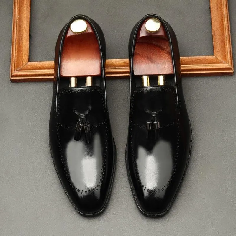 Vincenzo Patent Leather Tassel Loafer Shoes For Men