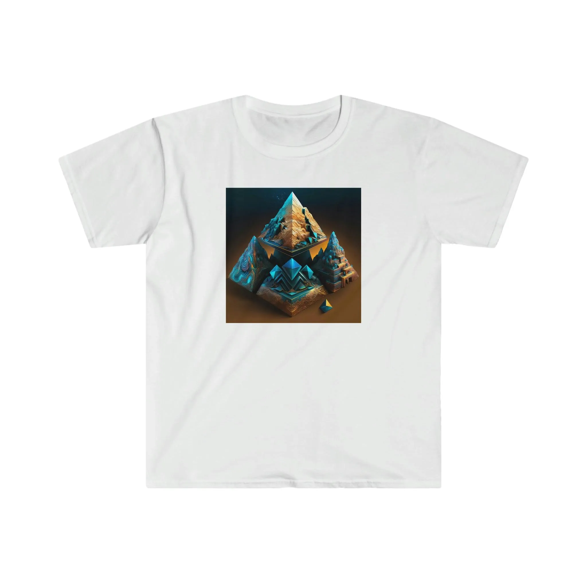 Visionary Ai Art Men's and Women's Unisex Soft Style T-Shirt for Festival and Street Wear Pyramids v3.1