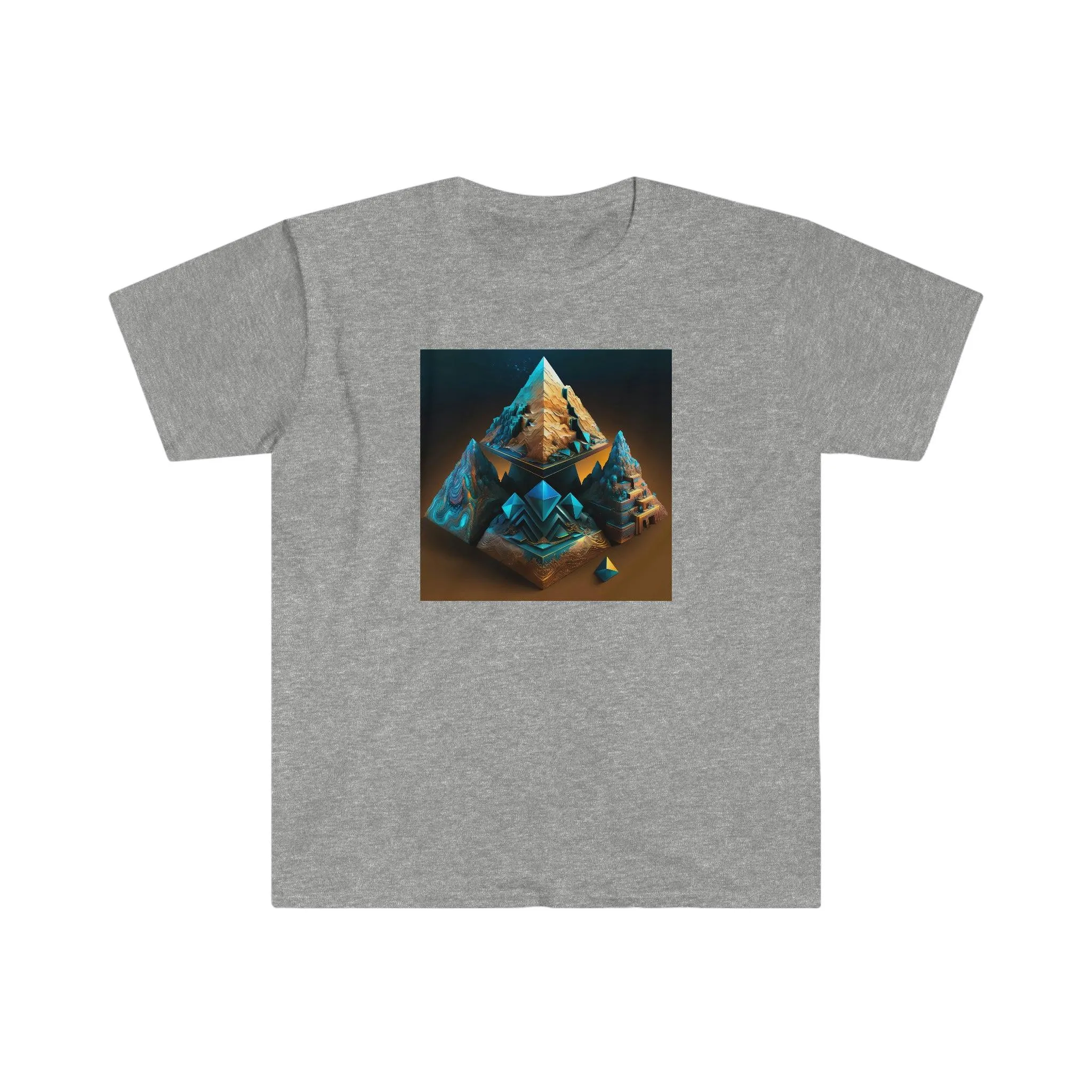 Visionary Ai Art Men's and Women's Unisex Soft Style T-Shirt for Festival and Street Wear Pyramids v3.1