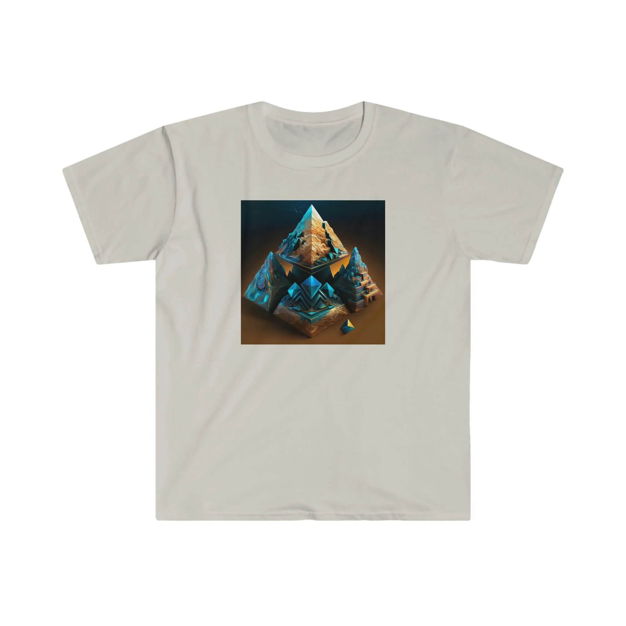 Visionary Ai Art Men's and Women's Unisex Soft Style T-Shirt for Festival and Street Wear Pyramids v3.1