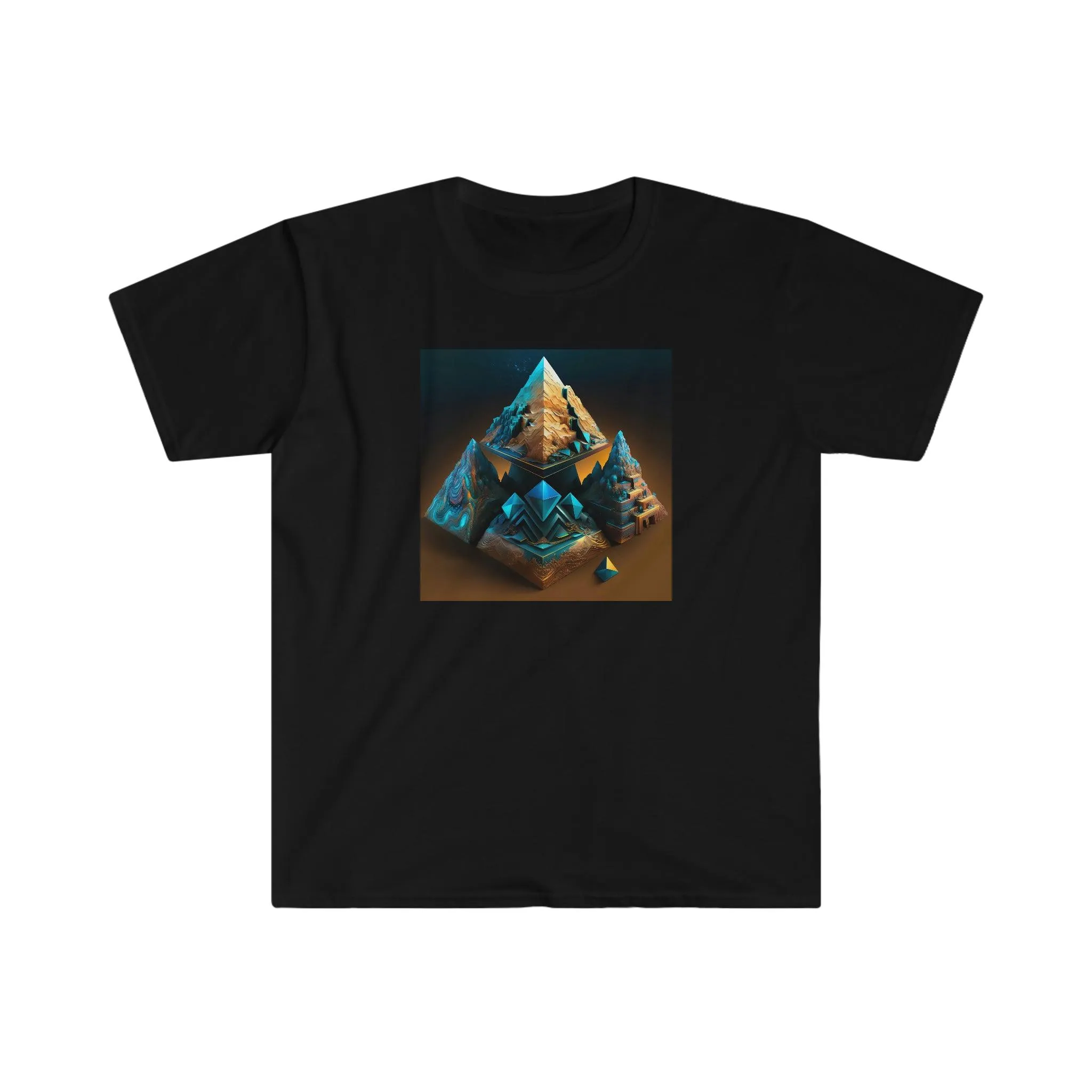 Visionary Ai Art Men's and Women's Unisex Soft Style T-Shirt for Festival and Street Wear Pyramids v3.1