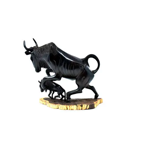 Wildebeest with Baby Sculpture 02